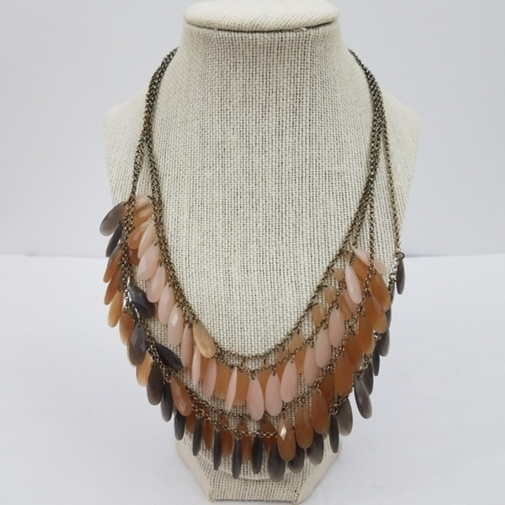 Statement Necklace‎ Pink Black Multi Layer Strand B